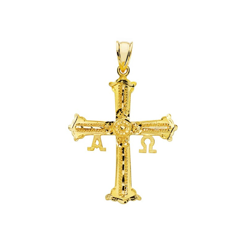 18K CRUZ ORO AMARILLO DE COVADONGA O VICTORIA GRANDE 39X30 MM