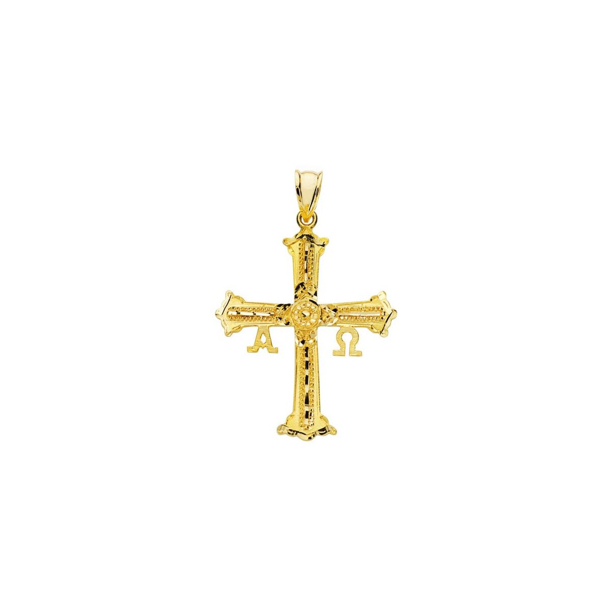 18K CRUZ ORO AMARILLO DE COVADONGA O VICTORIA GRANDE 39X30 MM