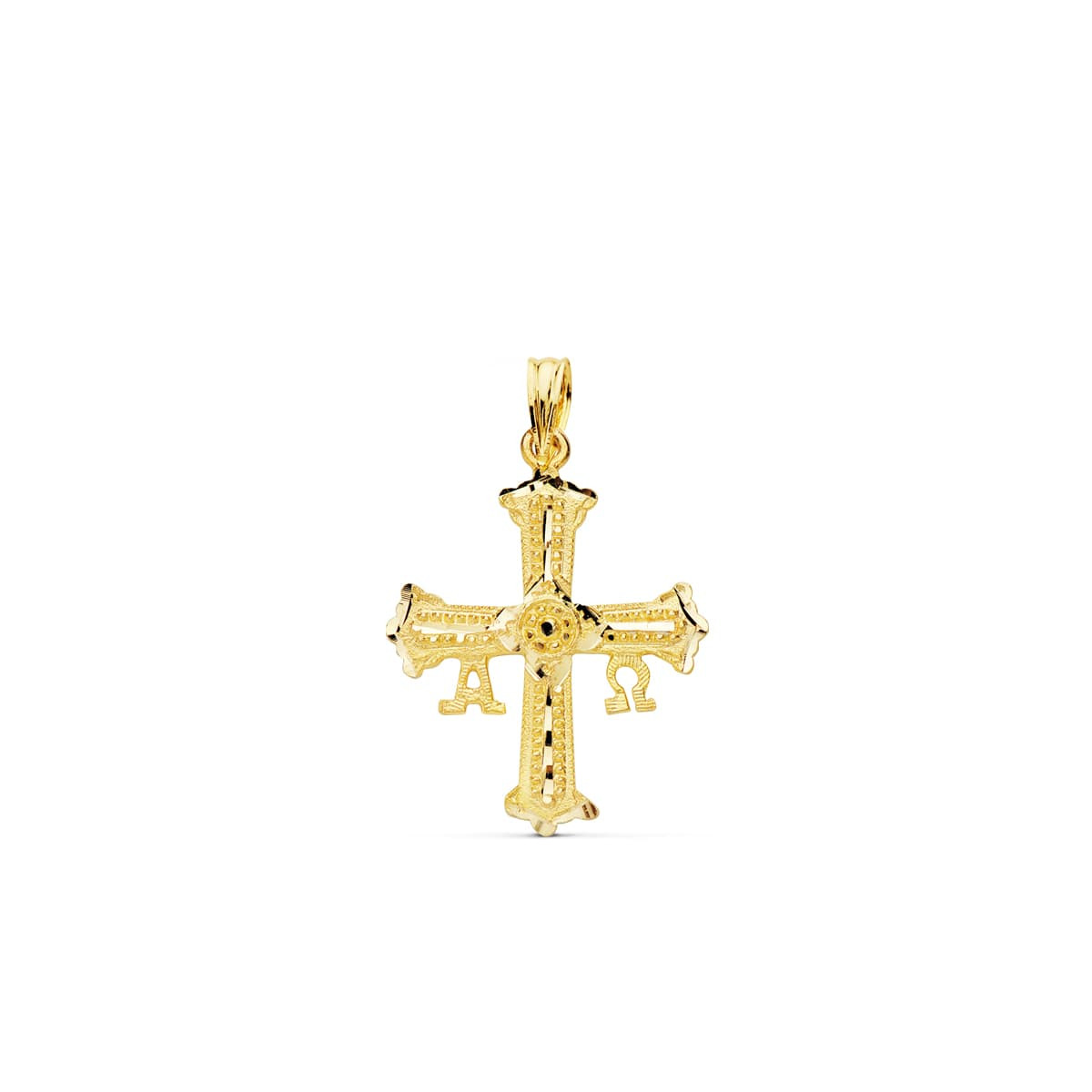 18K CRUZ ORO AMARILLO DE COVADONGA O VICTORIA PEQUEÑA 24X19 MM