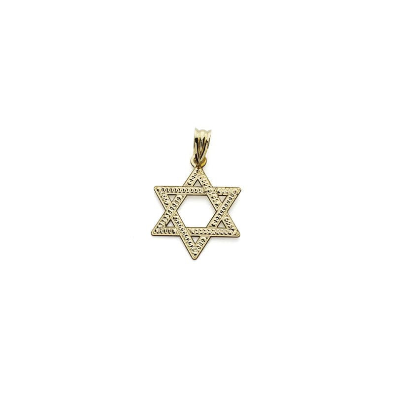 18K COLGANTE ORO AMARILLO ESTRELLA DE DAVID 23X18 MM TALLADA