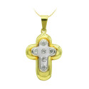 18K CRUZ ORO BICOLOR Y CIRCONITA 22X15 MM