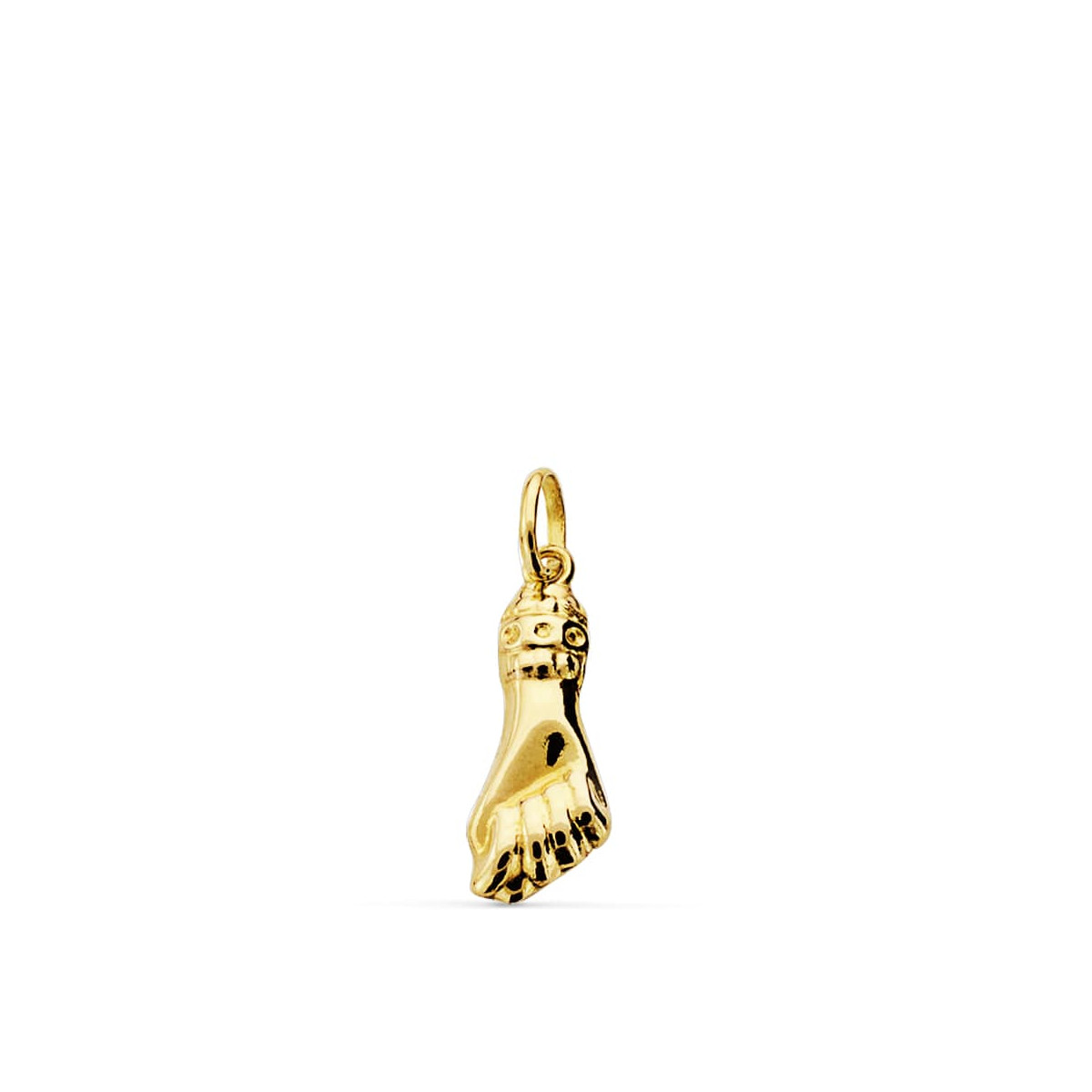 18K COLGANTE AMULETO ORO AMARILLO HIGA PUÑO MANO PEQUEÑA 13 X 4 MM