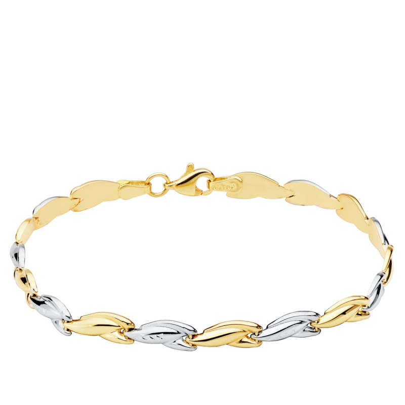 18K PULSERA BICOLOR ESTAMPACION 19CM