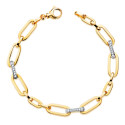18K PULSERA ORO BICOLOR CON ESLABONES Y CIRCONITA ANCHO: 6,5 MM. LARGO: 19,5 CM 18K PULSERA ORO BICOLOR CON ESLABONES Y CIRCONITA ANCHO: 6,5 MM. LARGO: 19,5 CM