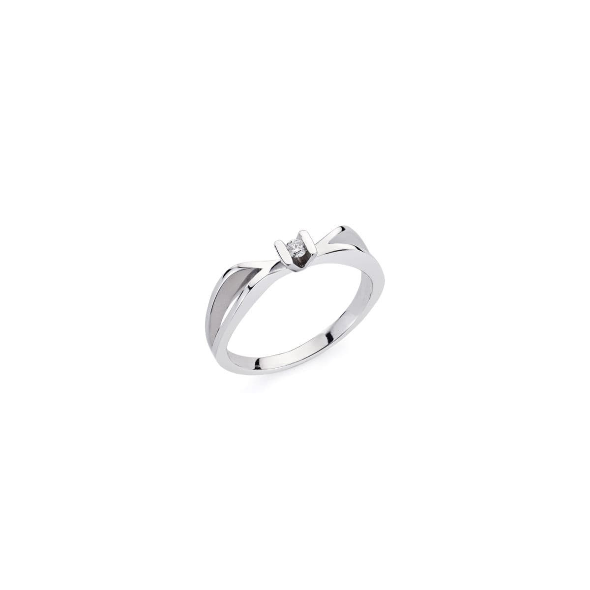 18K SORTIJA ORO BLANCO Y DIAMANTE NATURAL   0.046  QTS. ANCHO: 5 MM