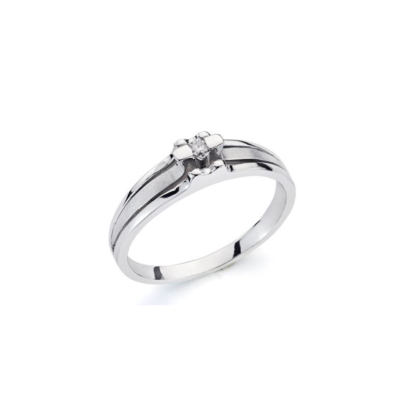 18K SORTIJA ORO BLANCO Y DIAMANTE NATURAL  0.042  QTS. ANCHO: 5MM