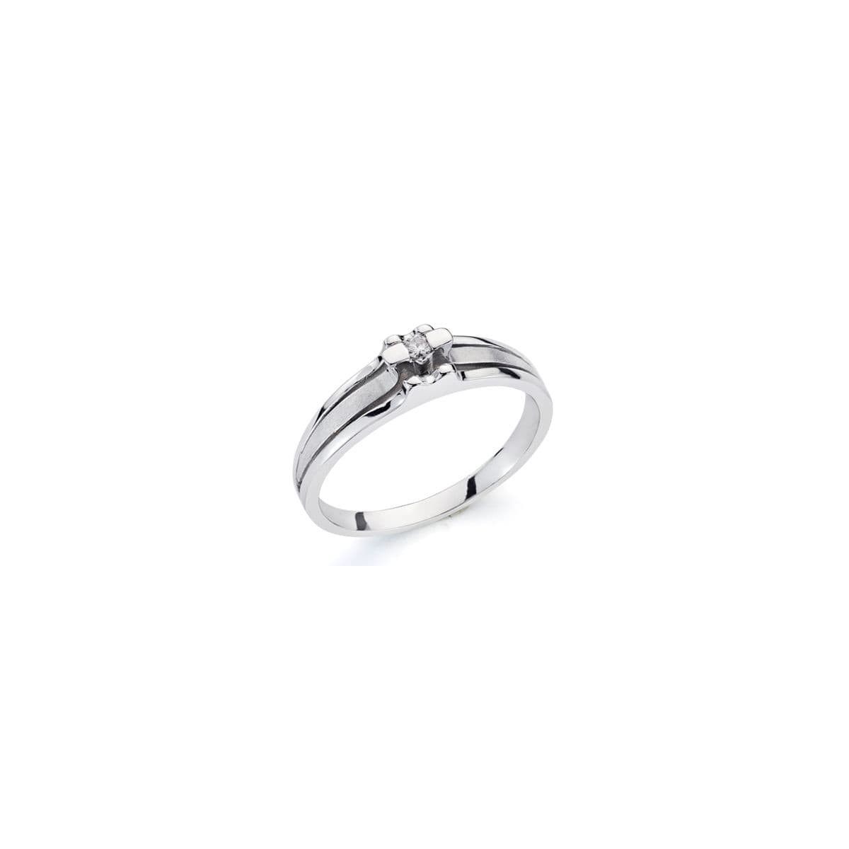 18K SORTIJA ORO BLANCO Y DIAMANTE NATURAL  0.042  QTS. ANCHO: 5MM
