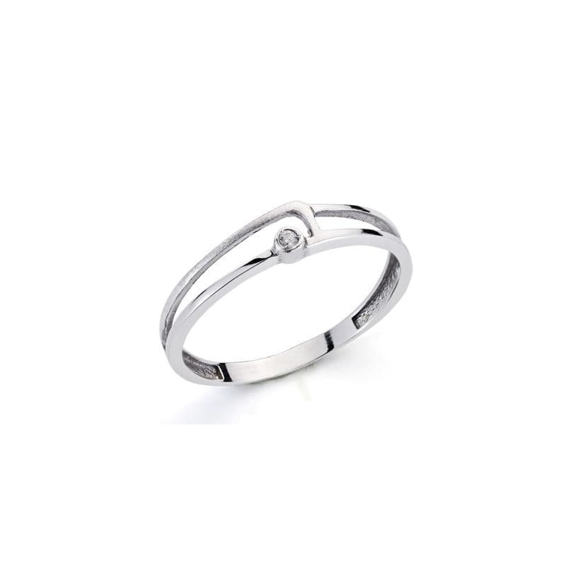 18K SORTIJA ORO BLANCO CON DIAMANTE  NATURAL 0.013  QTS.