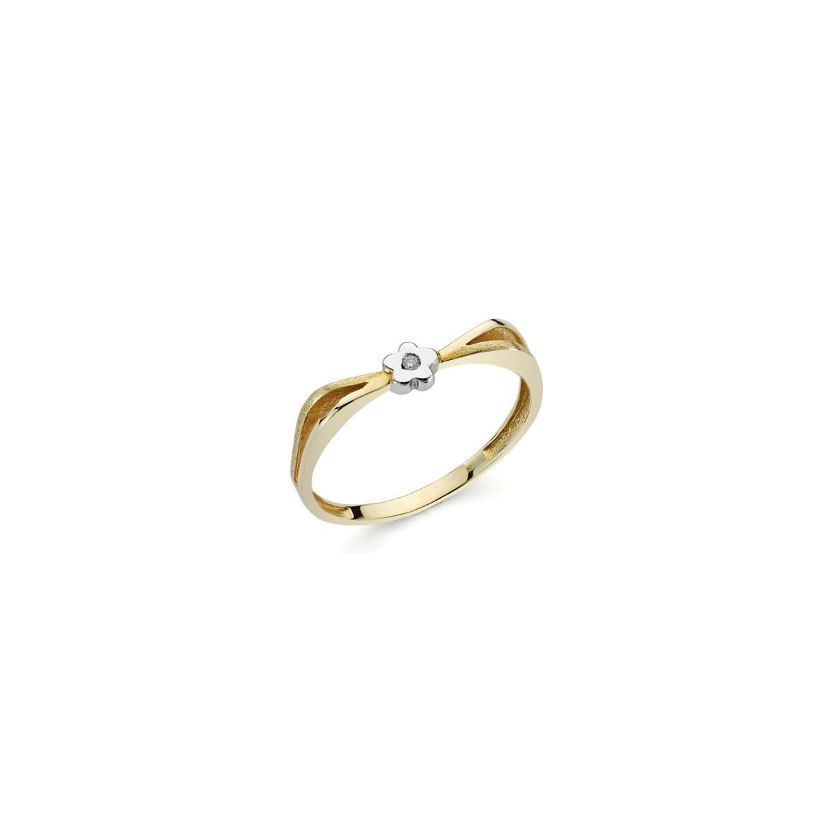 18K SORTIJA ORO BICOLOR CON DIAMANTE NATURAL   0.010 QTS. ANCHO: 4MM