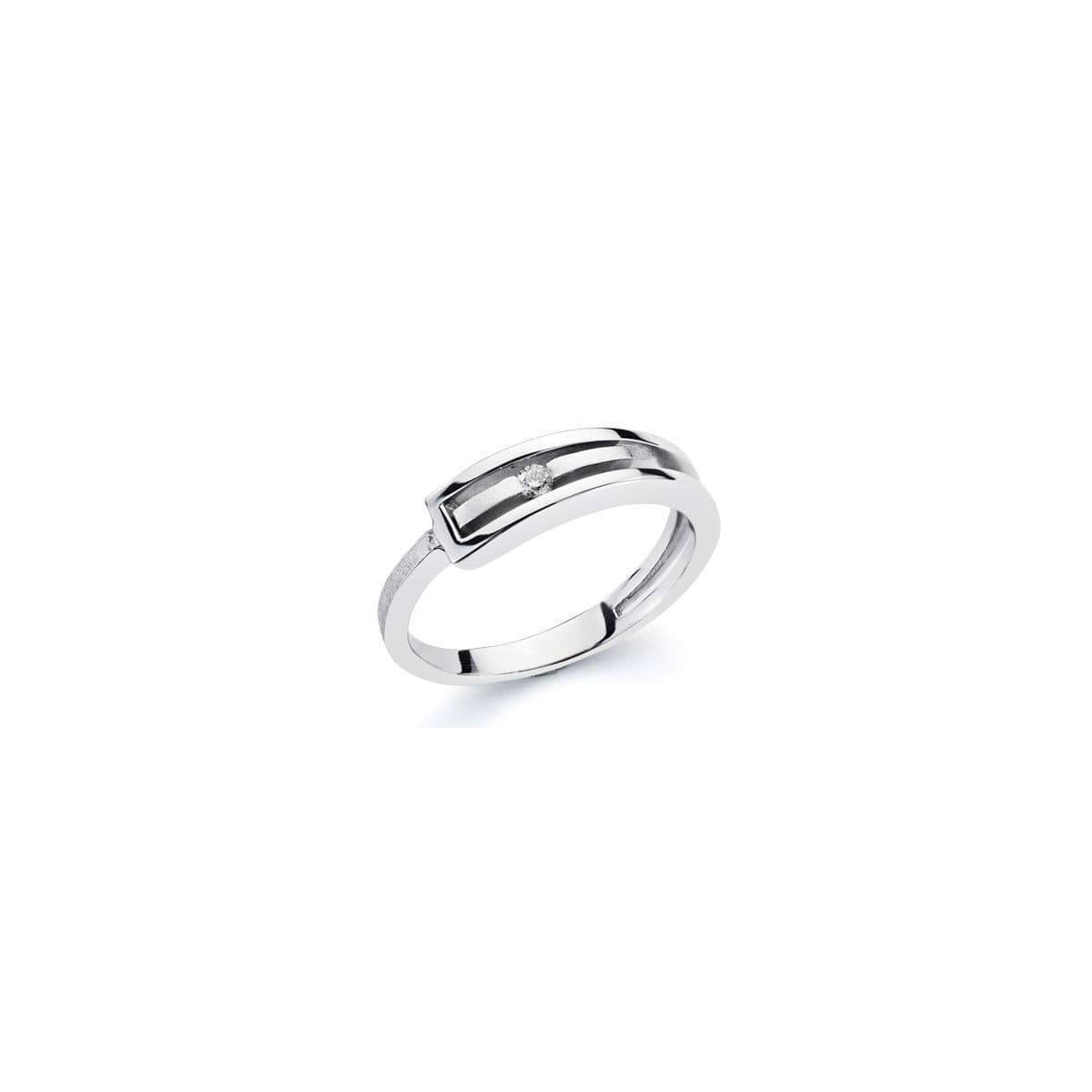 18K SORTIJA ORO BLANCO Y  DIAMANTE  NATURAL 0.046 QTS.