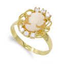 18K SORTIJA ORO AMARILLO CON CAMAFEO Y CIRCONITAS. MEDIDA: 15 X 13 MM 18K SORTIJA ORO AMARILLO CON CAMAFEO Y CIRCONITAS. MEDIDA: 15 X 13 MM