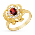 18K SORTIJA ORO AMARILLO PIEDRA GRANATE Y CIRCONITAS 18K SORTIJA ORO AMARILLO PIEDRA GRANATE Y CIRCONITAS