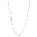 18K GARGANTILLA ORO BLANCO CRUZ 17X8 MM CADENA FORZADA 42CM