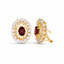 18K PENDIENTES ORO AMARILLO PIEDRA GRANATE Y CIRCONITAS 19 X 16 MM CIERRE OMEGA 18K PENDIENTES ORO AMARILLO PIEDRA GRANATE Y CIRCONITAS 19 X 16 MM CIERRE OMEGA