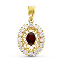 18K COLGANTE ORO AMARILLO FILIGRANA OVAL GRANATE Y CIRCONITAS 18K COLGANTE ORO AMARILLO FILIGRANA OVAL GRANATE Y CIRCONITAS