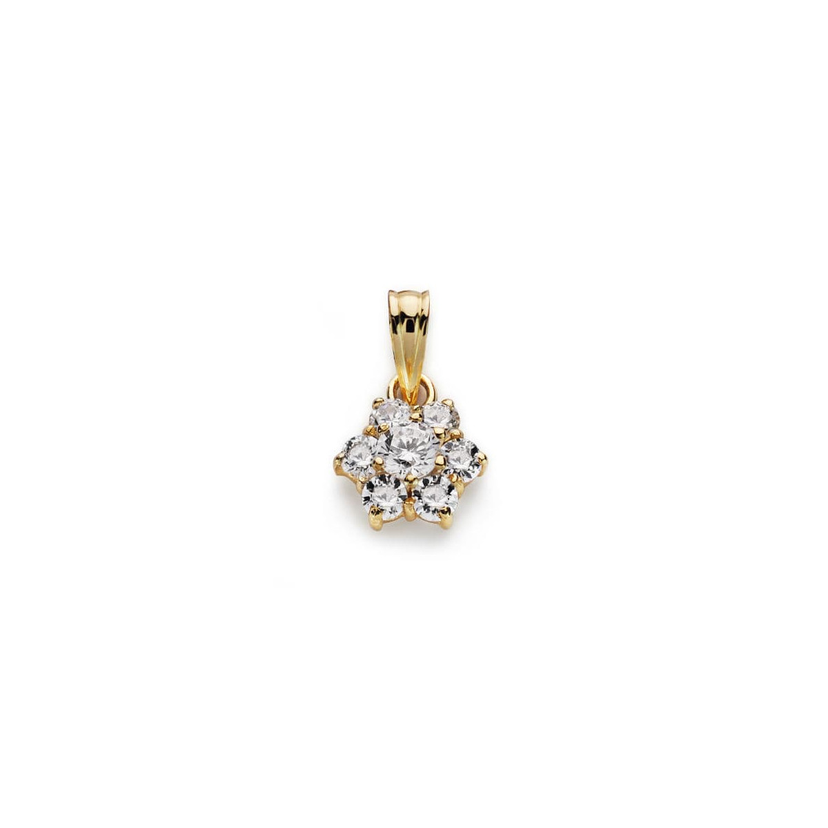 18K COLGANTE ORO AMARILLO CUAJO 7 CIRCONITA 10X9 MM