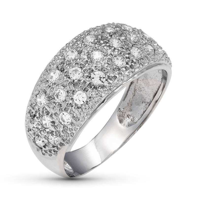 18K SORTIJA ORO BLANCO CON CIRCONITAS. ANCHO 10 MM