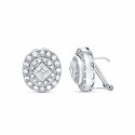 18K PENDIENTES ORO BLANCO NOVIA O MADRINA CIRCONITA 16X14 MM CIERRE OMEGA