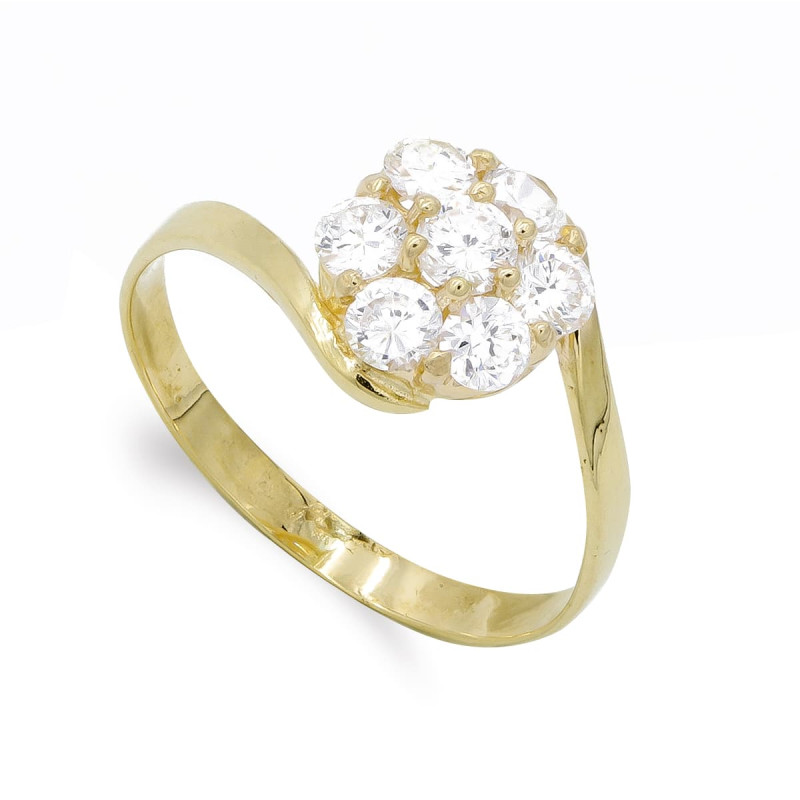 18K SORTIJA ORO AMARILLO CUAJO CON CIRCONITAS. ANCHO: 10 MM