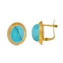 18K PENDIENTES ORO AMARILLO TURQUESA OVAL 10X8 MM 18K PENDIENTES ORO AMARILLO TURQUESA OVAL 10X8 MM