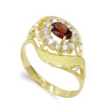 18K SORTIJA ORO AMARILLO GRANATE 6X4 MM CON CIRCONITAS. ANCHO: 13 MM 18K SORTIJA ORO AMARILLO GRANATE 6X4 MM CON CIRCONITAS. ANCHO: 13 MM