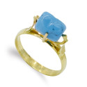 18K SORTIJA ORO AMARILLO GARRAS CON TURQUESA DE 9X7 MM. 18K SORTIJA ORO AMARILLO GARRAS CON TURQUESA DE 9X7 MM.