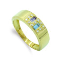 18K SORTIJA ORO AMARILLO CON CIRCONITA DE COLORES. ANCHO: 6,5 MM 18K SORTIJA ORO AMARILLO CON CIRCONITA DE COLORES. ANCHO: 6,5 MM