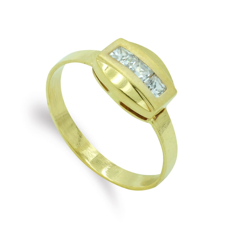 18K SORTIJA ORO AMARILLO CON CIRCONITA TALLA BAGUETTE. ANCHO: 7,5 MM