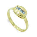 18K SORTIJA ORO AMARILLO CON CIRCONITA AGUAMARINA TALLA BAGUETTE. ANCHO: 7,5 MM 18K SORTIJA ORO AMARILLO CON CIRCONITA AGUAMARINA TALLA BAGUETTE. ANCHO: 7,5 MM