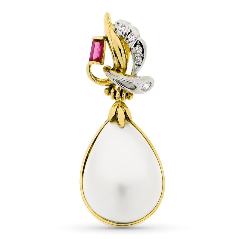 18K COLGANTE ORO BICOLOR JAPONESA 36X14 MM