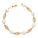 18K PULSERA ORO AMARILLO PERLA Y JAULA 19.5 CM 18K PULSERA ORO AMARILLO PERLA Y JAULA 19.5 CM