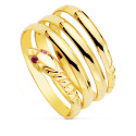 18K SORTIJA ORO AMARILLO SERPIENTE CUERPO 3 VUELTAS OJOS RUBI. ANCHO: 15 MM 18K SORTIJA ORO AMARILLO SERPIENTE CUERPO 3 VUELTAS OJOS RUBI. ANCHO: 15 MM