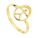 18K SORTIJA ORO AMARILLO OVAL CON INDALO CUERPO 1.5 MM. 12X8 MM