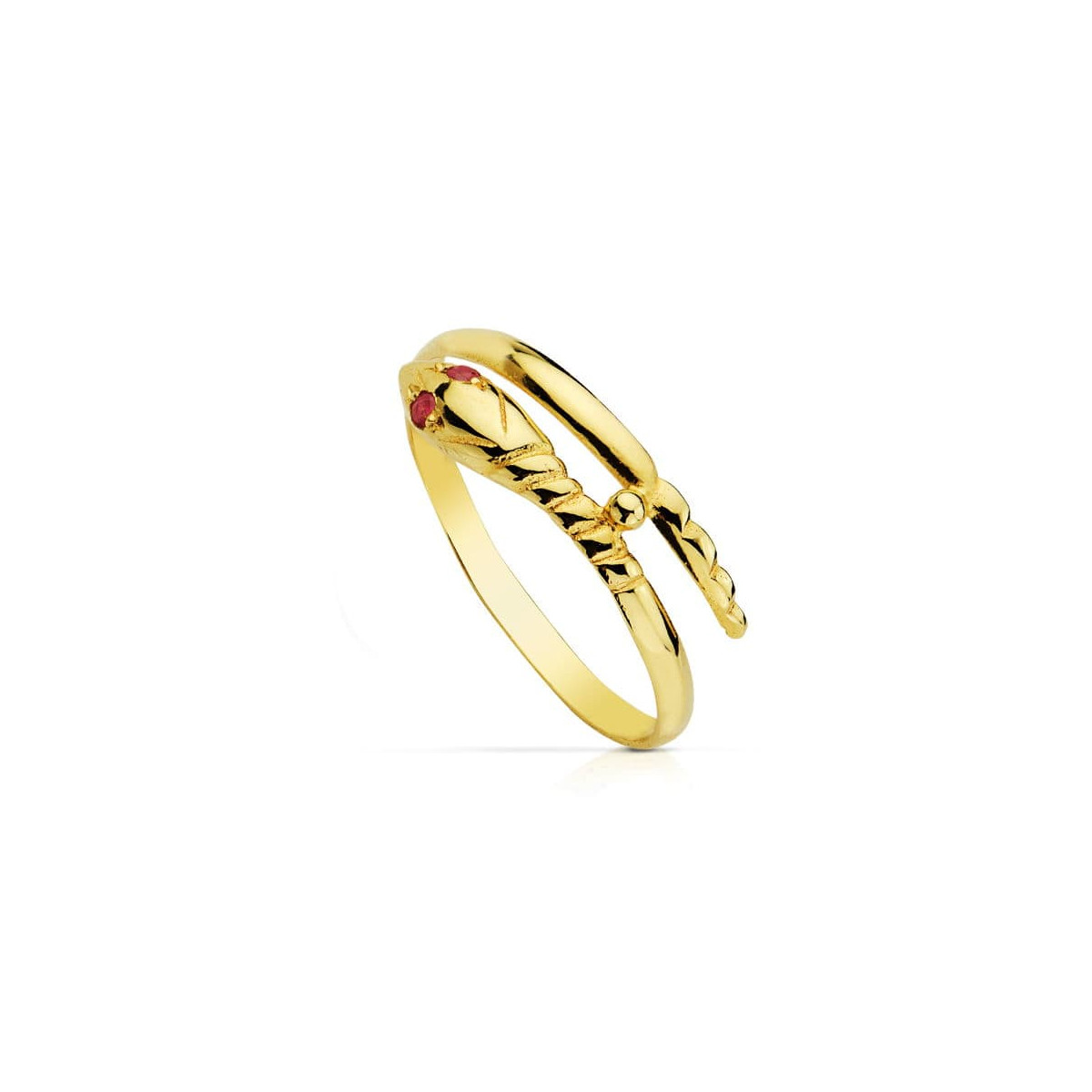 18K SORTIJA SERPIENTE ORO AMARILLO 1 VUELTA RUBI