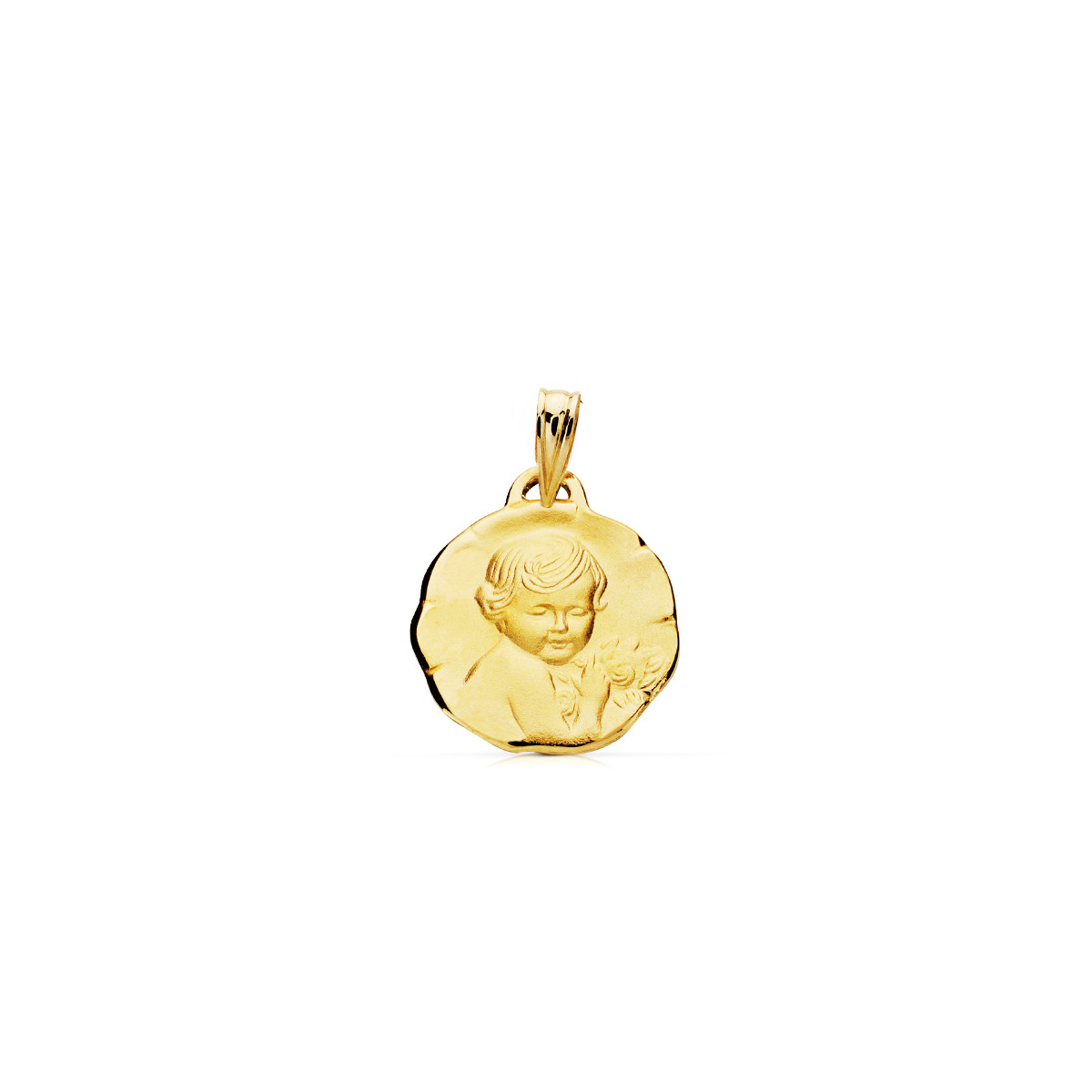 9K MEDALLA ORO AMARILLO ANGEL QUERUBIN 15MM