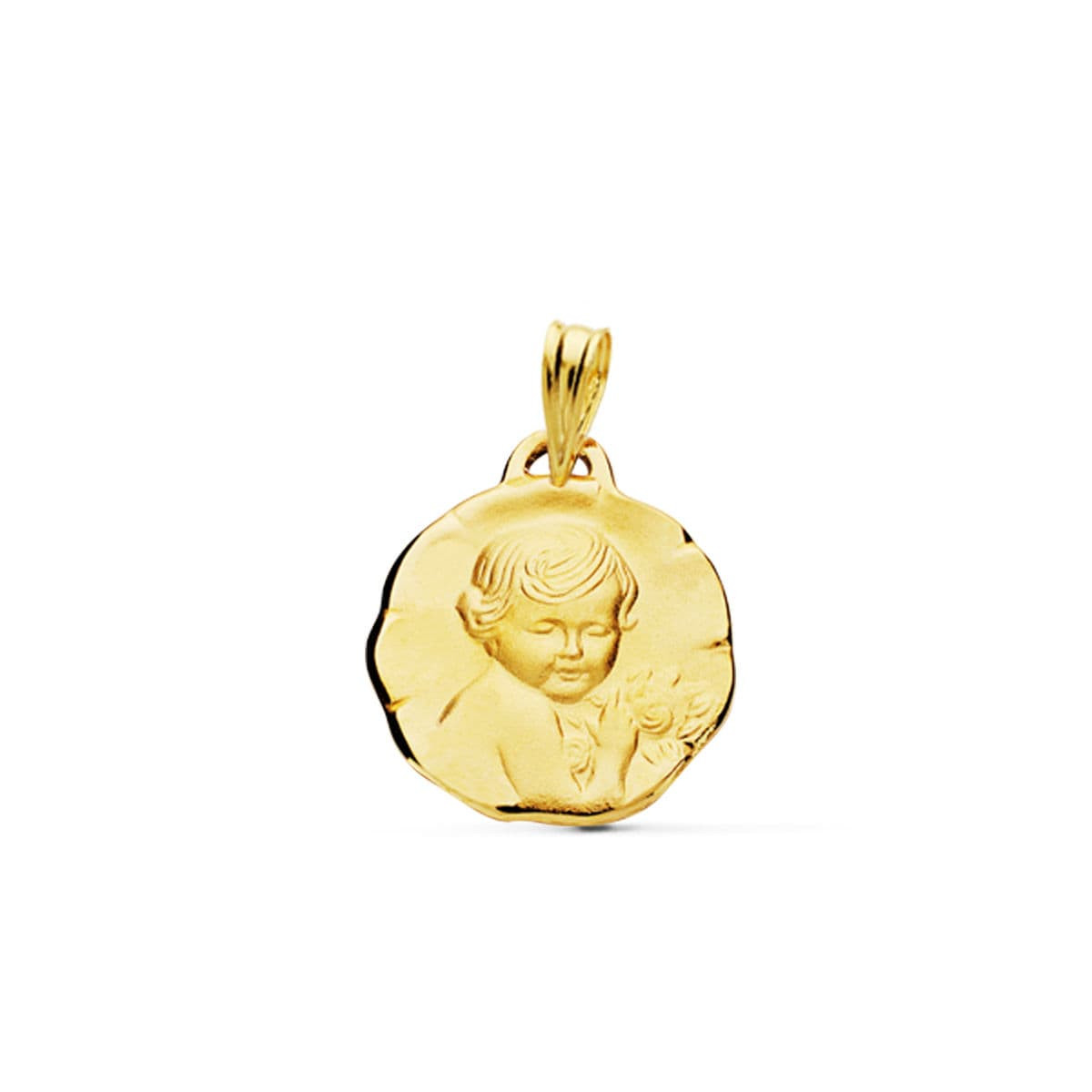 9K MEDALLA ORO AMARILLO ANGEL QUERUBIN 17 MM