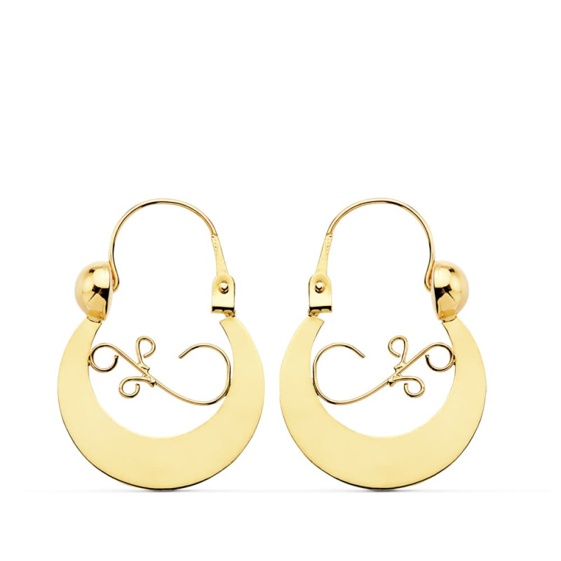 9K PENDIENTES AROS ORO AMARILLO CRIOLLAS CANARIA 9K 24X17 MM