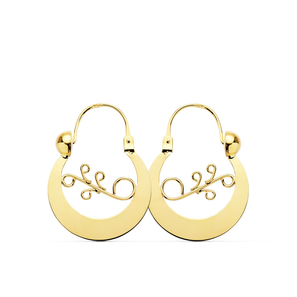 9K PENDIENTES ARO CRIOLLAS ORO AMARILLO CANARIA 24X20 MM CIERRE GANCHO