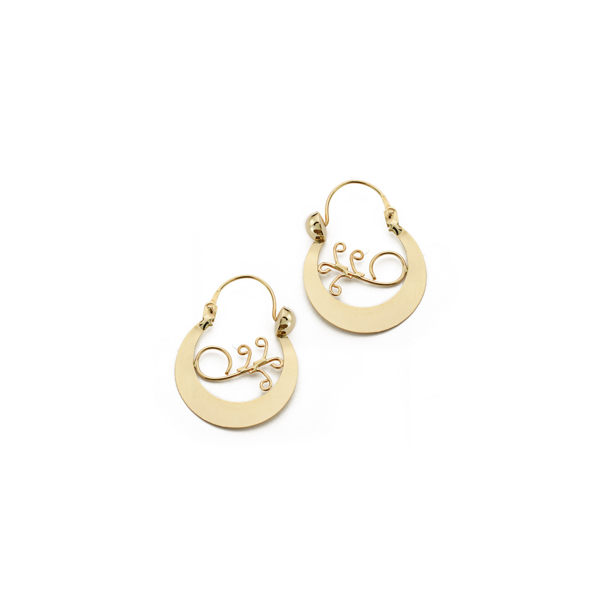 9K CRIOLLAS ORO AMARILLO CANARIA 29X24 MM