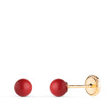 9K PENDIENTES ORO AMARILLO CORAL SINTETICO REDONDO 4 MM. CIERRE TUERCA 9K PENDIENTES ORO AMARILLO CORAL SINTETICO REDONDO 4 MM. CIERRE TUERCA