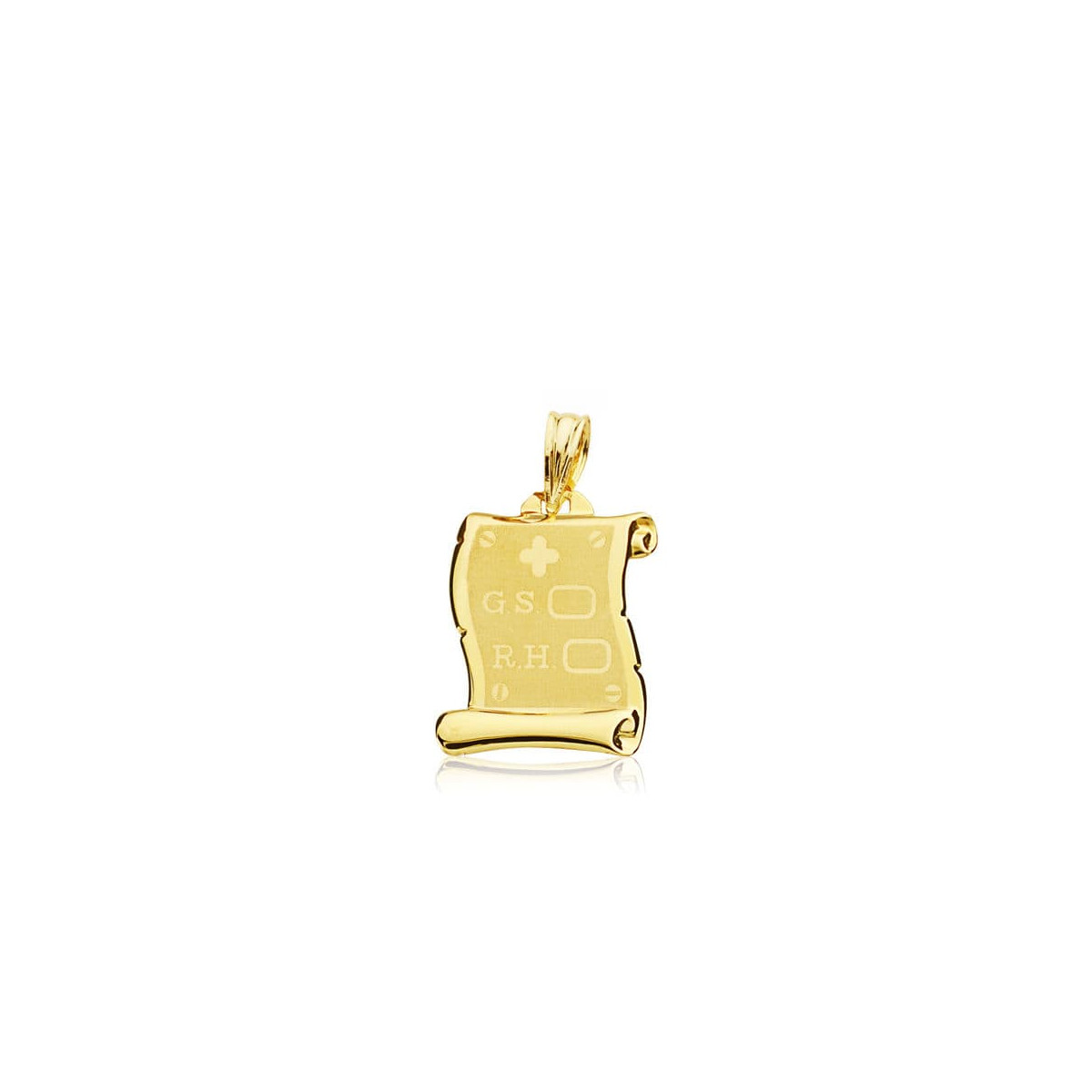 9K COLGANTE PERGAMINO ORO AMARILLO RH. 19X14 MM