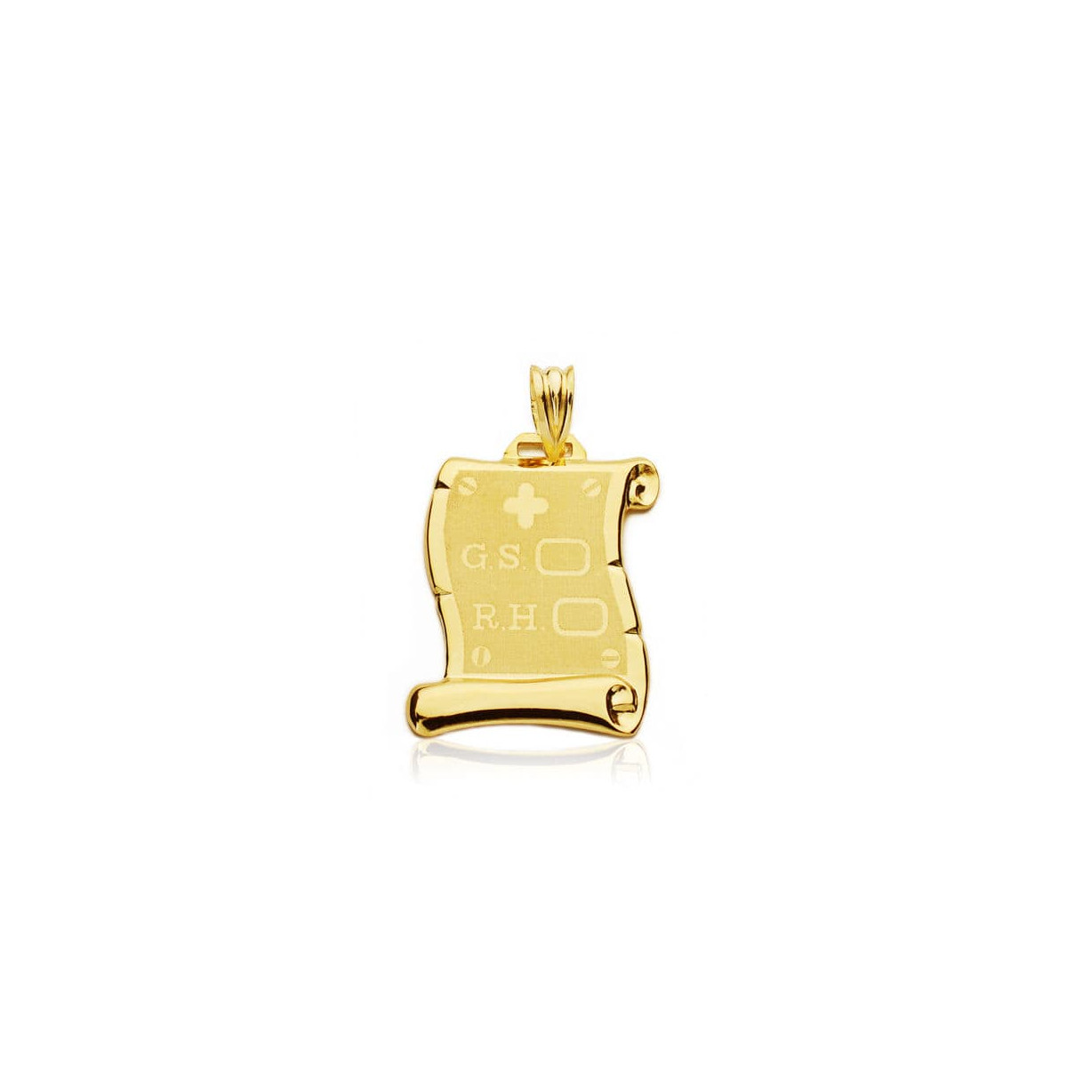 9K COLGANTE PERGAMINO ORO AMARILLO RH. 24X17 MM