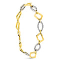 9K PULSERA ORO BICOLOR ROMBOS CON CIRCONITA 19CM 9K PULSERA ORO BICOLOR ROMBOS CON CIRCONITA 19CM