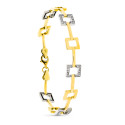 9K PULSERA ORO BICOLOR CUADRADOS CON CIRCONITA 19CM 9K PULSERA ORO BICOLOR CUADRADOS CON CIRCONITA 19CM