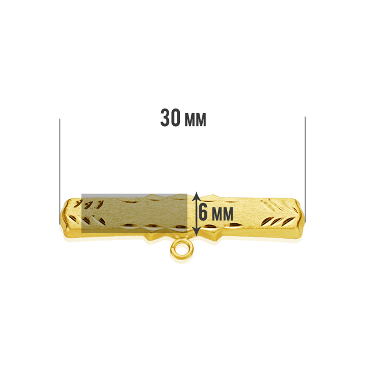 9K ALFILER ORO AMARILLO TALLADO 30X6 MM