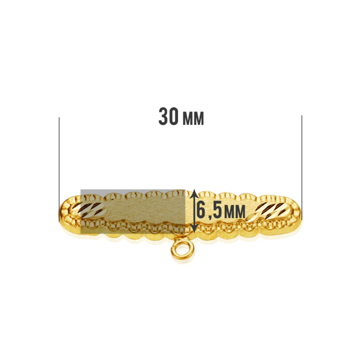 9K ALFILER ORO AMARILLO TALLADO 30X6.5 MM