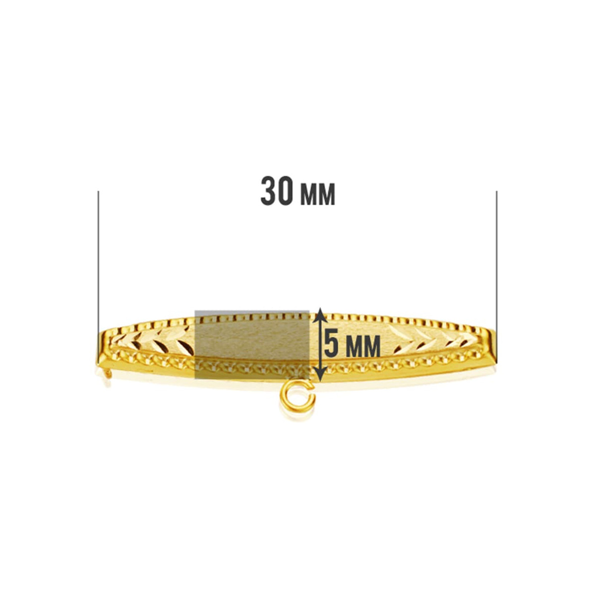 9K ALFILER ORO AMARILLO TALLADO 30X5 MM