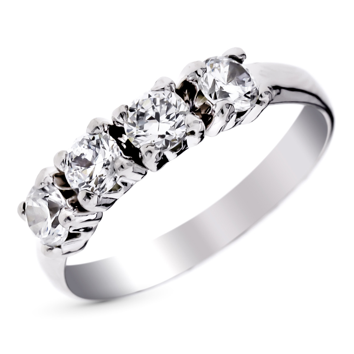 9k SORTIJA ORO BLANCO CON CIRCONITAS EN GARRAS. ANCHO: 4 MM