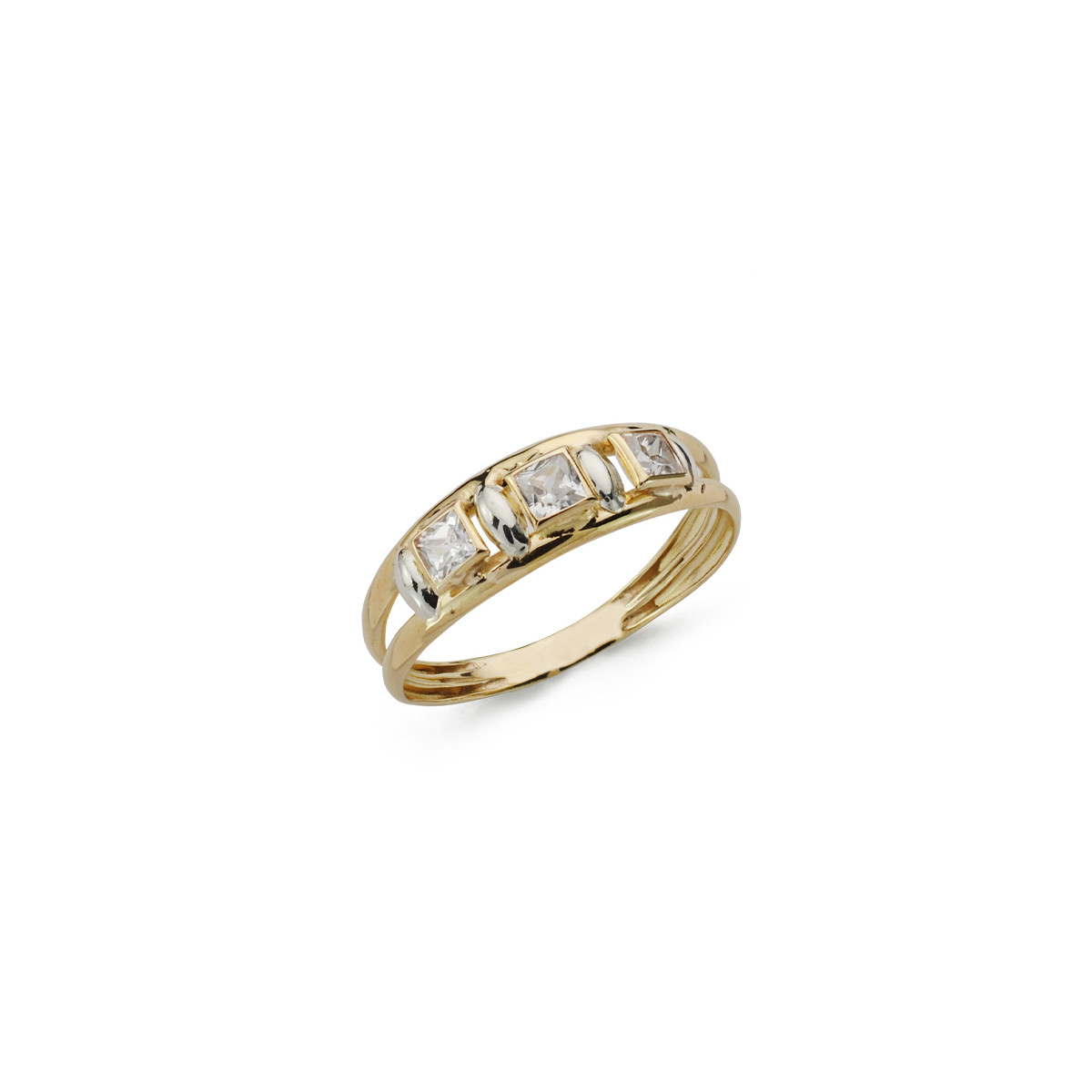 9K SORTIJA ORO AMARILLO DOBLE CUERPO CON AMATISTA CUADRADA. ANCHO: 6 MM