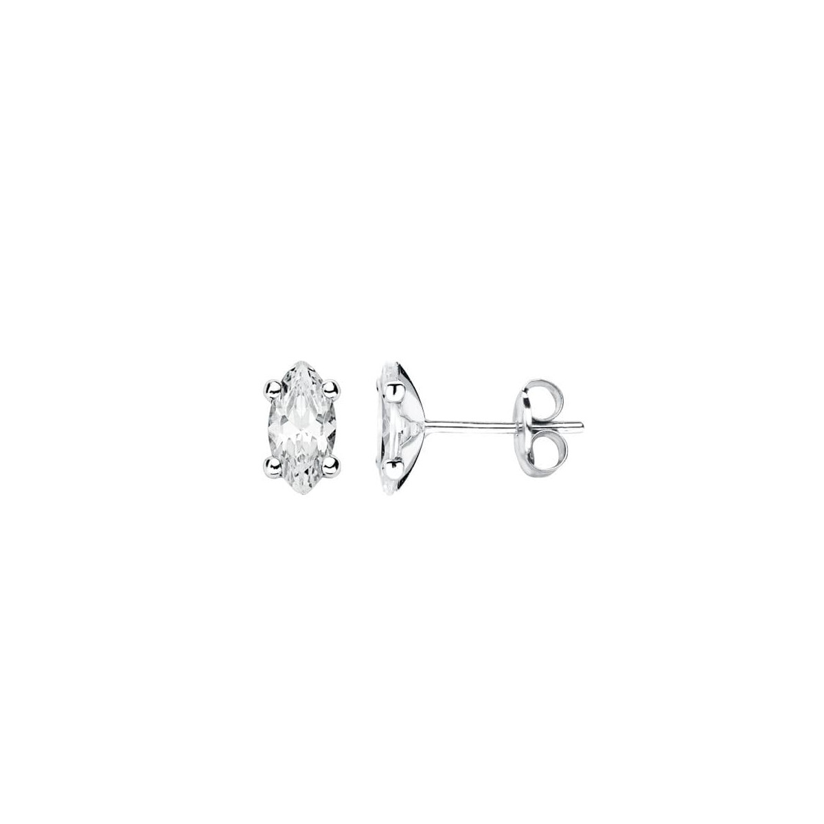 9K PENDIENTES ORO BLANCO PIEDRA GARRAS CIERRE PRESION